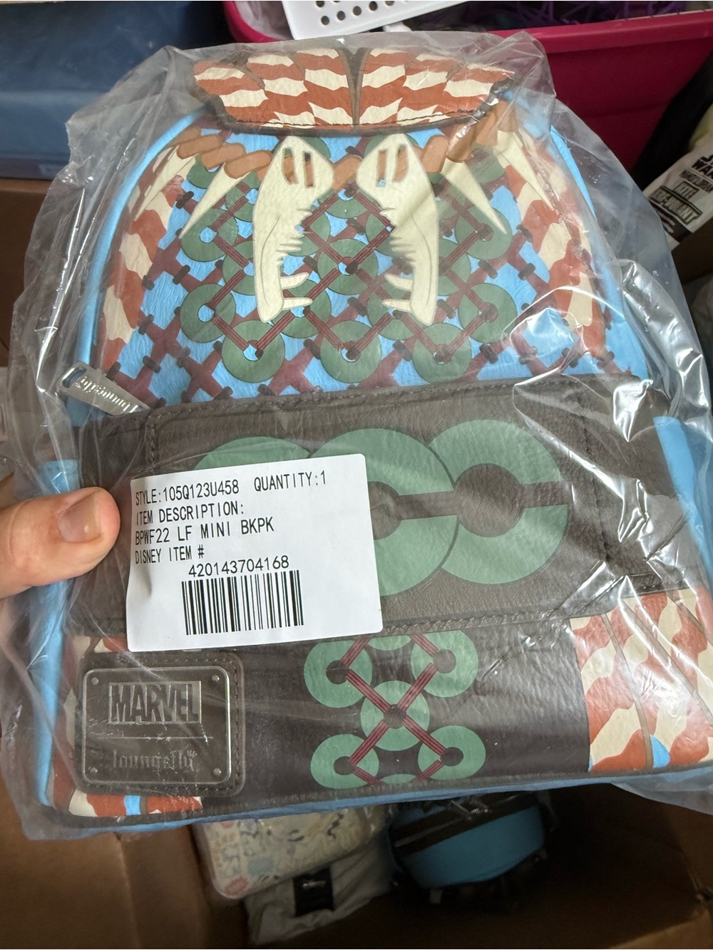 Loungefly Blue, Brown & Green Marvel Mini Backpack